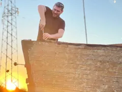 Working on the bow during restoration